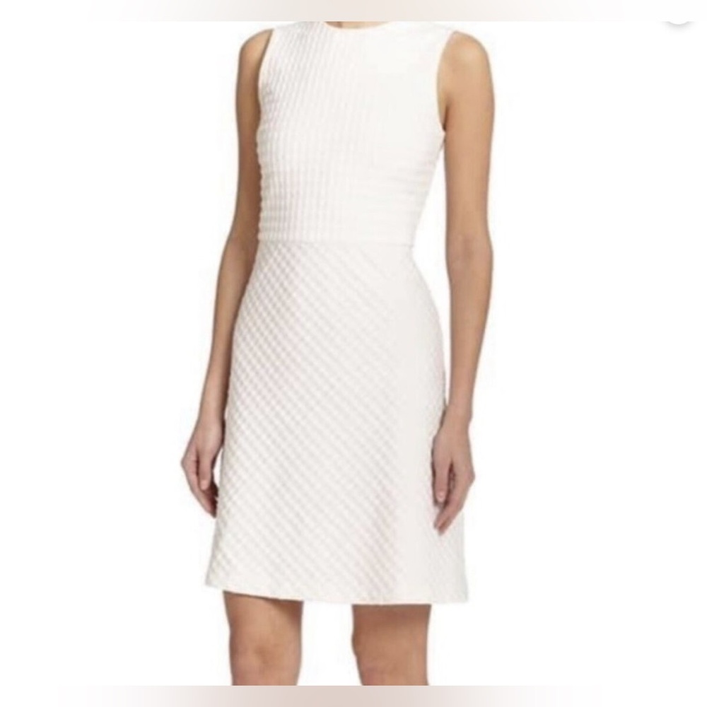Theory Raneid White Textured Shift Dress - Picture 2 of 6